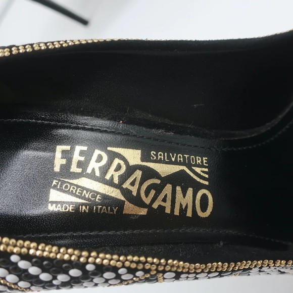 Salvatore Ferragamo Fiore Mosaic Beaded Pumps Size 10 Pointed Toe Heels - Picture 9 of 12